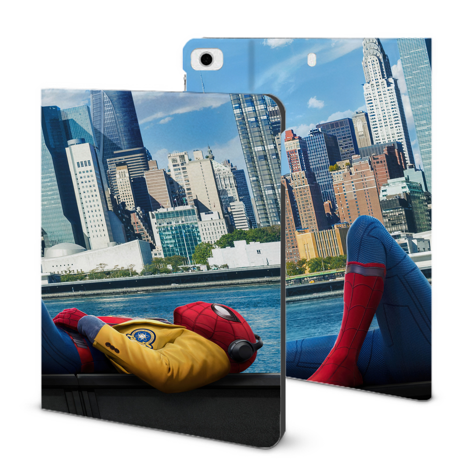 （画像用） Spider Man スパイダーマン IPad ケース ブック型 PUレザー TPU 耐衝撃 軽量 薄型 ペン収納なし 全面保護 IPad 各モデル対応